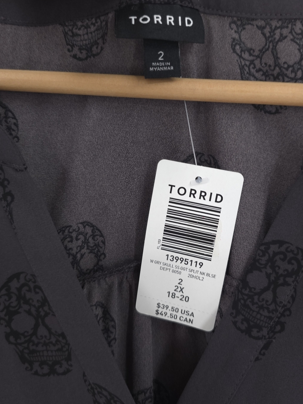 Torrid Skull Print Chiffon Top Black Flowy Hi-low Hem Goth Punk Grunge 2X (FLAW) - Picture 7 of 12